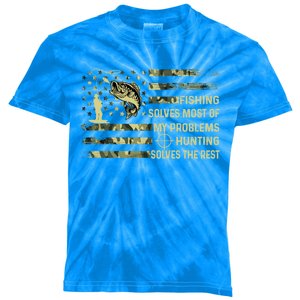 Fishing Solves Most Of My Problems Hunting Solves The Rest Gift Kids Tie-Dye T-Shirt