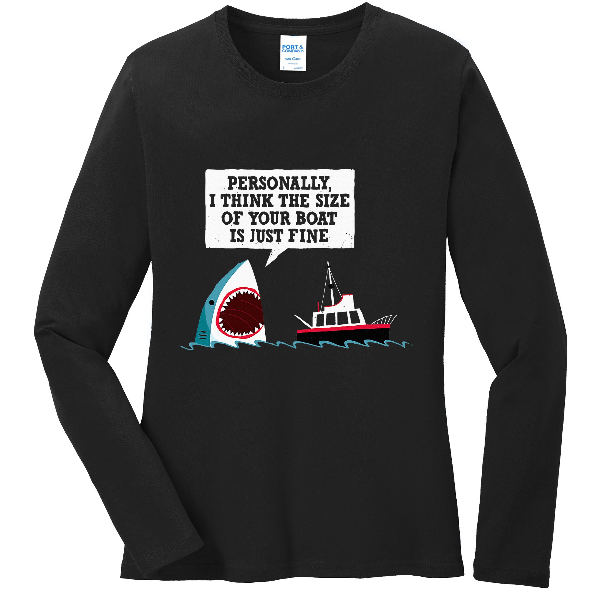 Funny Shark Movie Polite Shark Dinomike Ladies Long Sleeve Shirt