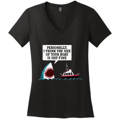 Funny Shark Movie Polite Shark Dinomike Women's V-Neck T-Shirt