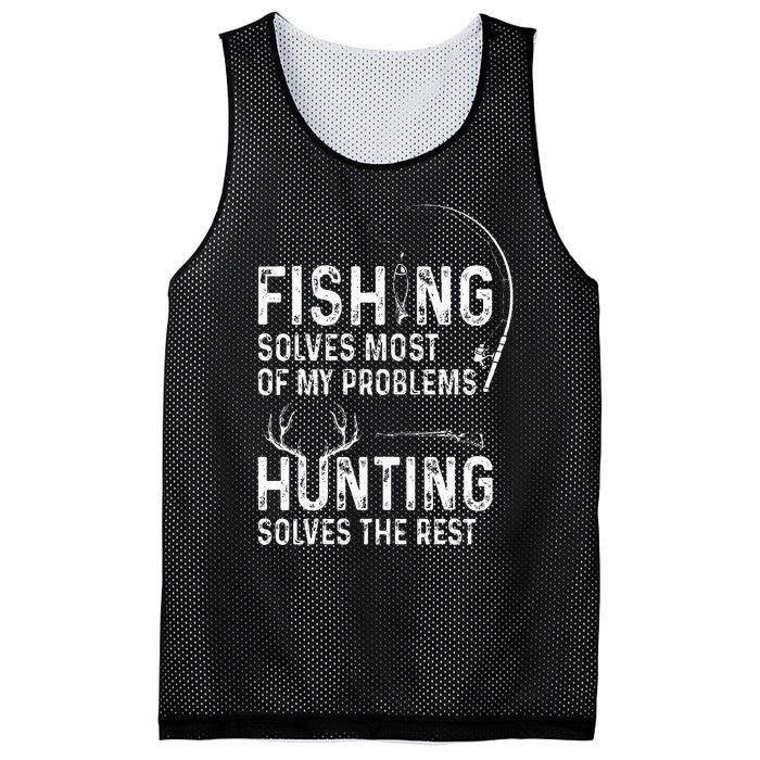 Fishing solves most of my problems hunting solves the rest Mesh Reversible Basketball Jersey Tank