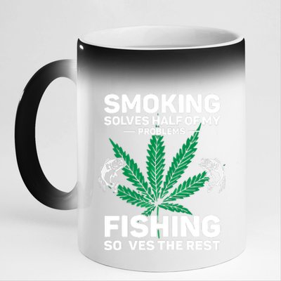 Fishing Solves Most Of My Problems Hunting Solves The Rest 11oz Black Color Changing Mug