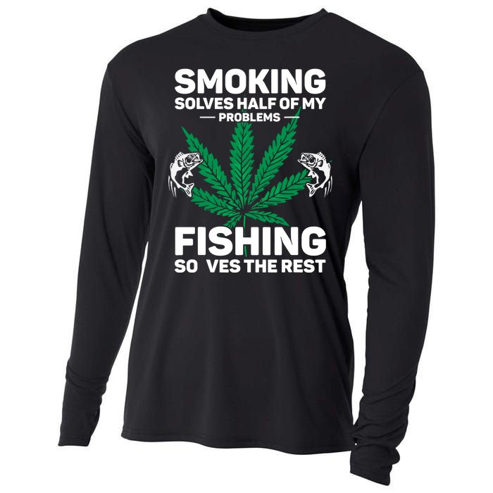 Fishing Solves Most Of My Problems Hunting Solves The Rest Cooling Performance Long Sleeve Crew