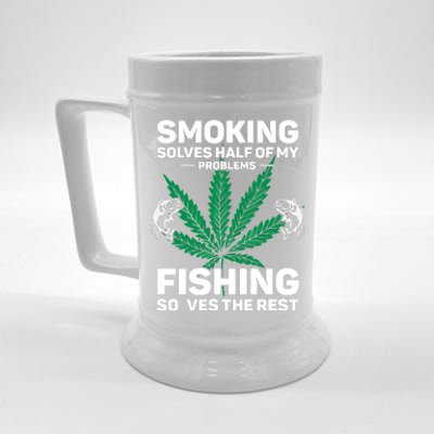 Fishing Solves Most Of My Problems Hunting Solves The Rest Beer Stein