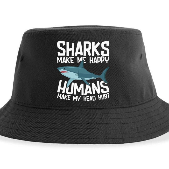 Funny Sharks Make Me Happy Marine Biology Shark Sustainable Bucket Hat