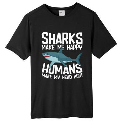 Funny Sharks Make Me Happy Marine Biology Shark Tall Fusion ChromaSoft Performance T-Shirt