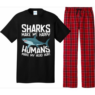 Funny Sharks Make Me Happy Marine Biology Shark Pajama Set