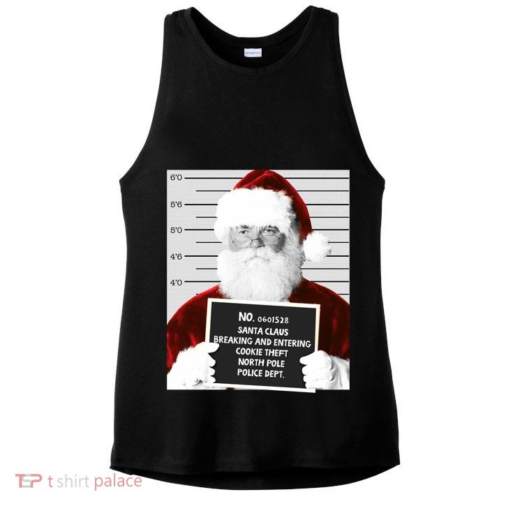 Funny Santa Mugshot Santa Claus Jailed Christmas Gift Ladies PosiCharge Tri-Blend Wicking Tank