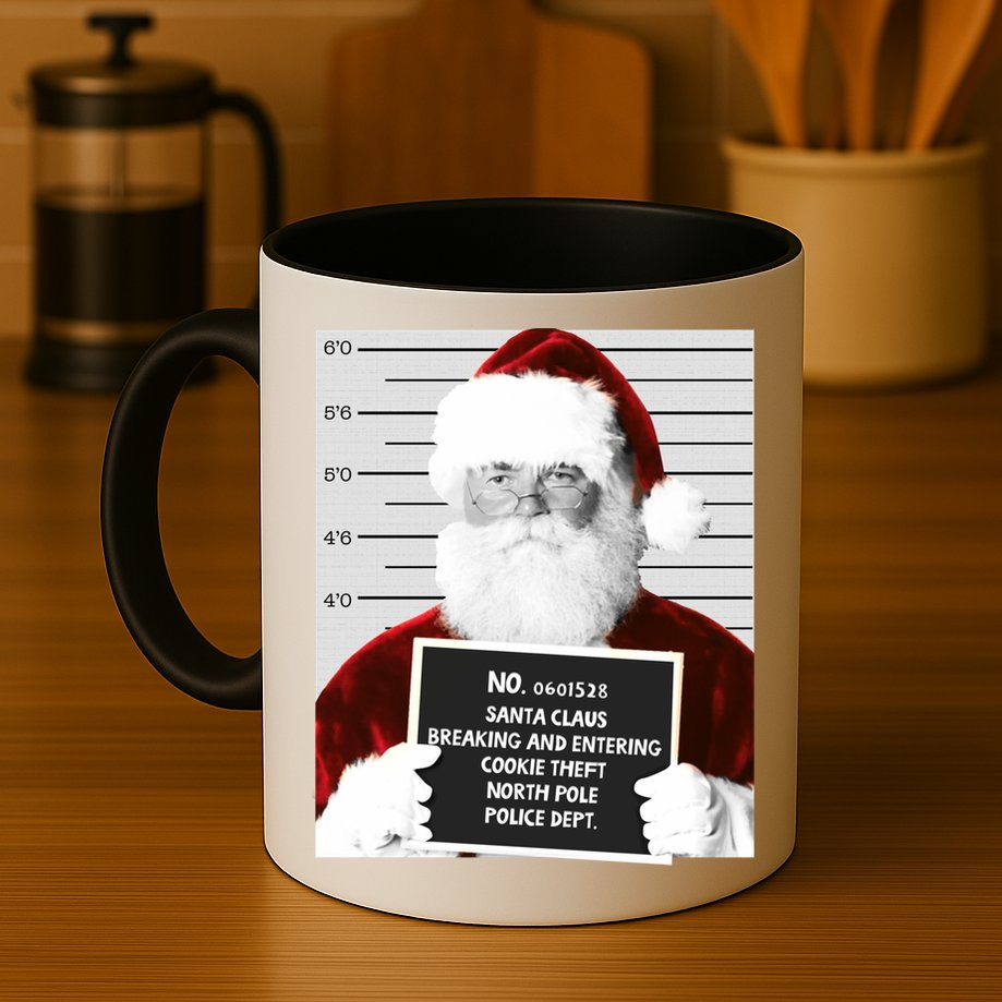 Funny Santa Mugshot Santa Claus Jailed Christmas Gift Mug