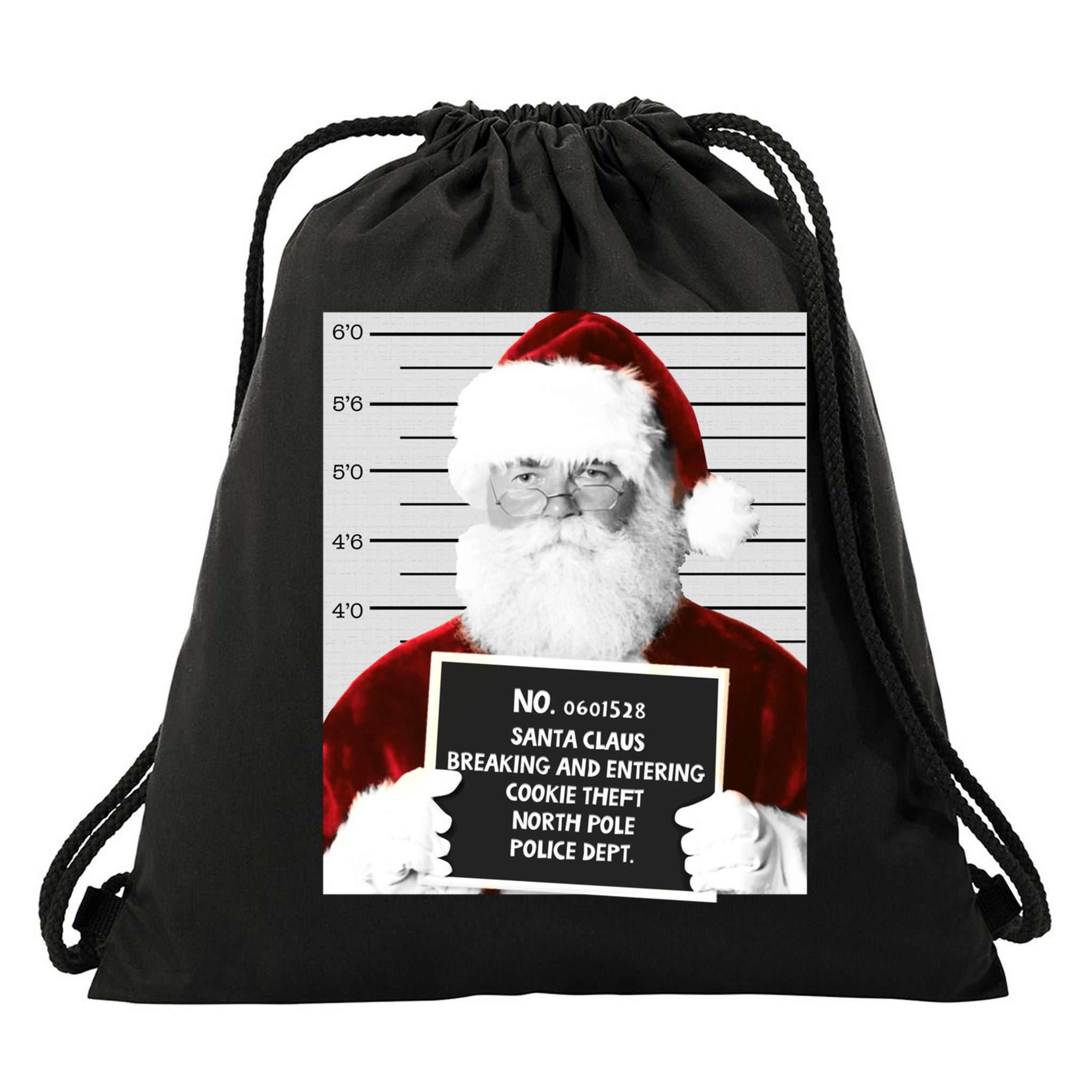 Funny Santa Mugshot Santa Claus Jailed Christmas Gift Drawstring Bag
