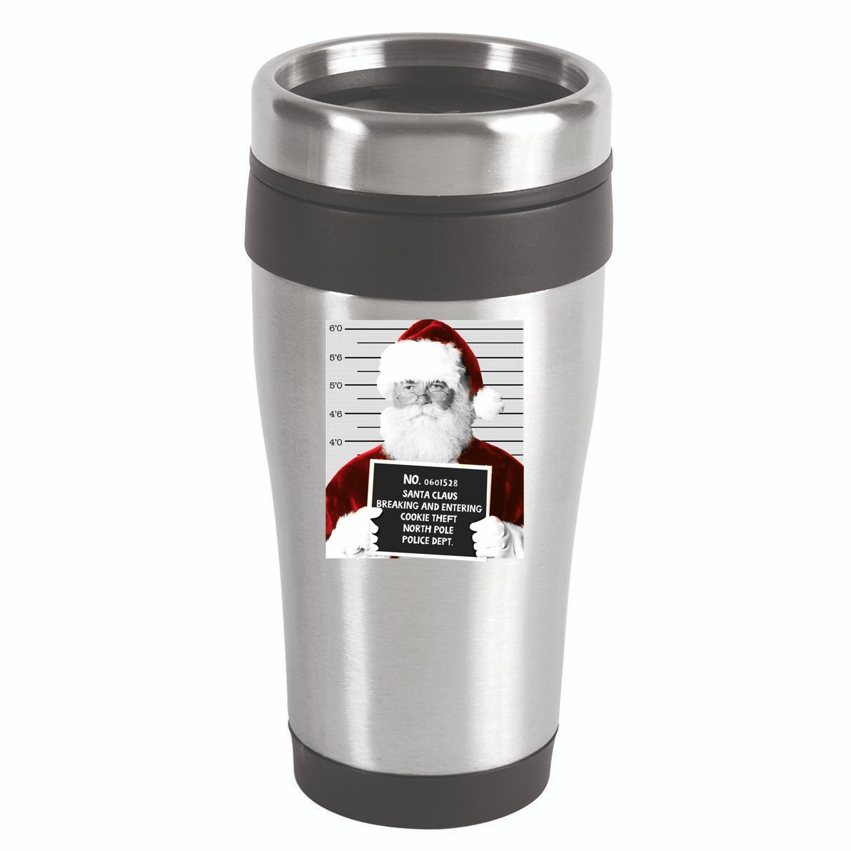 Funny Santa Mugshot Santa Claus Jailed Christmas Gift 16oz Travel Tumbler