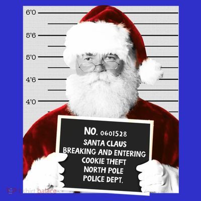 Funny Santa Mugshot Santa Claus Jailed Christmas Gift T-Shirt