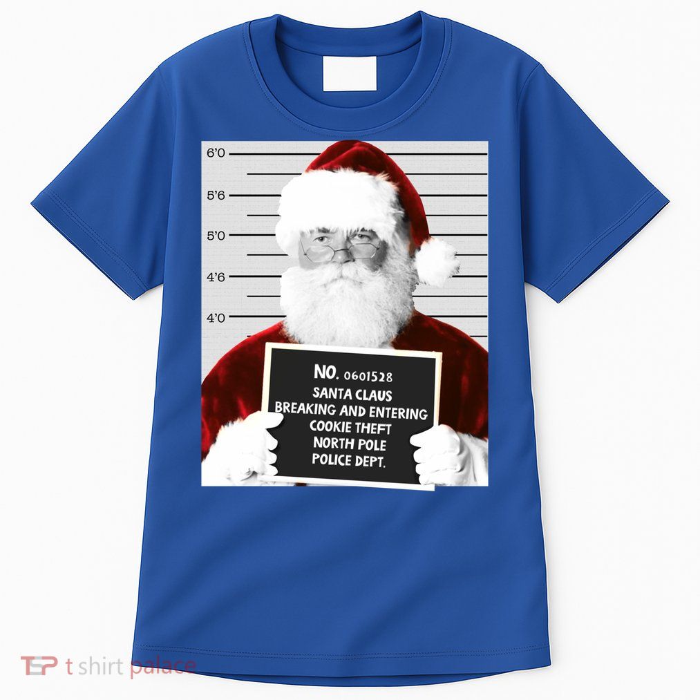 Funny Santa Mugshot Santa Claus Jailed Christmas Gift Tall T-Shirt