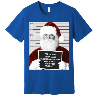 Funny Santa Mugshot Santa Claus Jailed Christmas Gift Premium T-Shirt