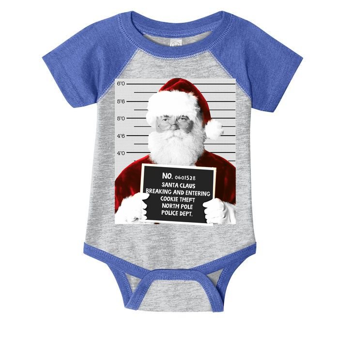 Funny Santa Mugshot Santa Claus Jailed Christmas Gift Infant Baby Jersey Bodysuit