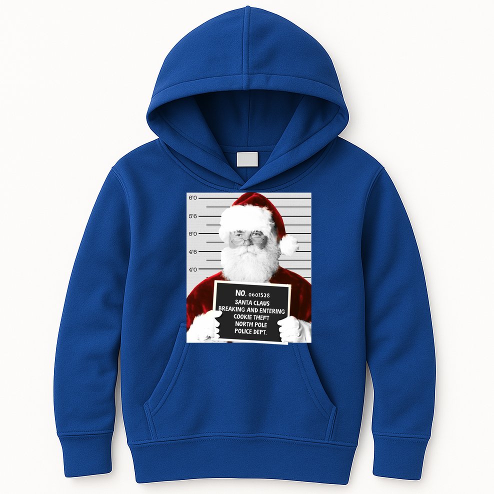Funny Santa Mugshot Santa Claus Jailed Christmas Gift Kids Hoodie