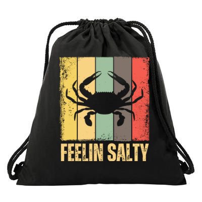 Feelin Salty Maryland Crab Retro Vintage Drawstring Bag