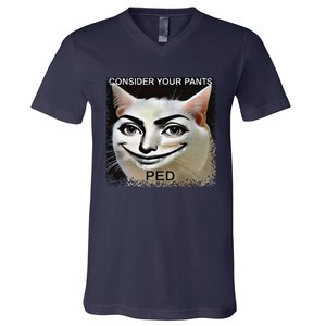 Funny Silly Meme Cat Consider Your Pants Peedcool V-Neck T-Shirt