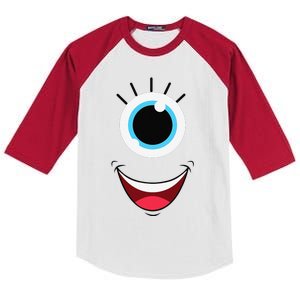 Funny Scary Monster Eyeball Face Easy Halloween Costume Kids Colorblock Raglan Jersey