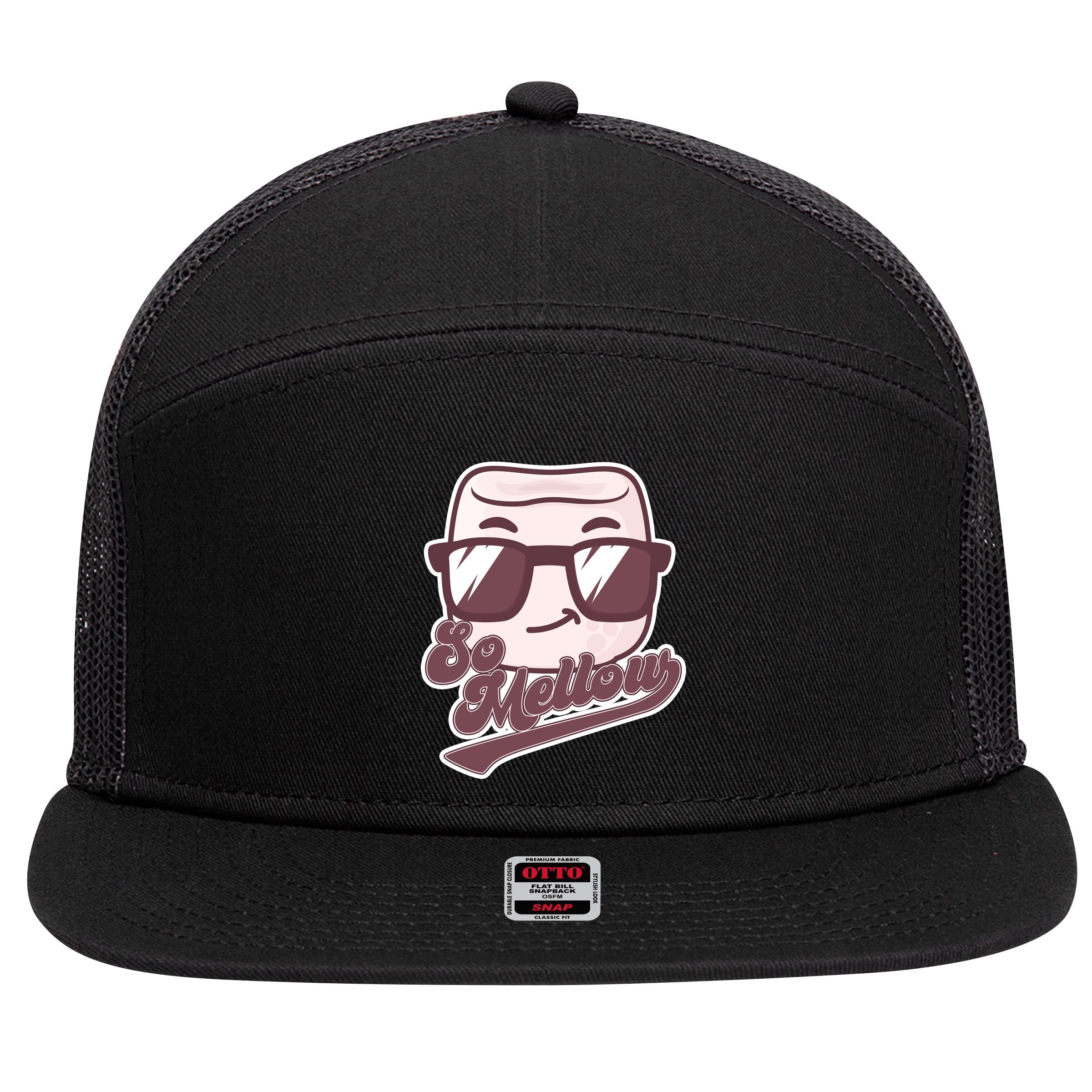 Funny So Mellow Cool Marshmallow 7 Panel Mesh Trucker Snapback Hat