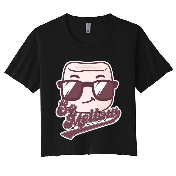 Funny So Mellow Cool Marshmallow Women's Crop Top Tee