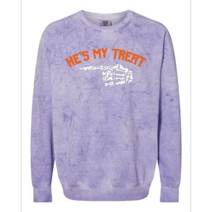 Funny Shes My Trick Hes My Treat Halloween Couple Matching Gift Colorblast Crewneck Sweatshirt