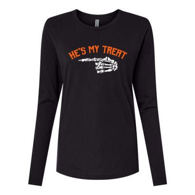 Funny Shes My Trick Hes My Treat Halloween Couple Matching Gift Womens Cotton Relaxed Long Sleeve T-Shirt