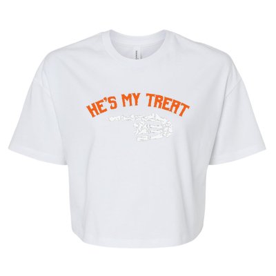 Funny Shes My Trick Hes My Treat Halloween Couple Matching Gift Bella+Canvas Jersey Crop Tee