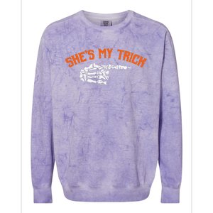 Funny Shes My Trick Hes My Treat Halloween Couple Matching Colorblast Crewneck Sweatshirt