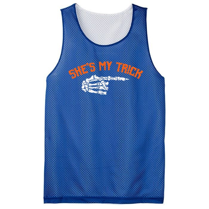 Funny Shes My Trick Hes My Treat Halloween Couple Matching Mesh Reversible Basketball Jersey Tank