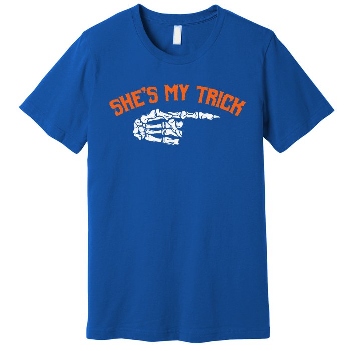 Funny Shes My Trick Hes My Treat Halloween Couple Matching Premium T-Shirt