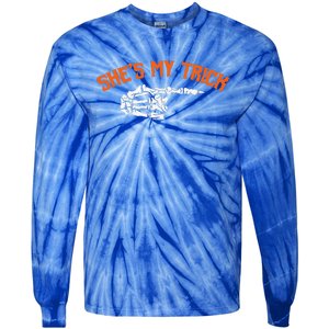 Funny Shes My Trick Hes My Treat Halloween Couple Matching Tie-Dye Long Sleeve Shirt