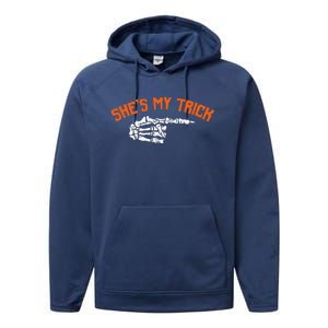 Funny Shes My Trick Hes My Treat Halloween Couple Matching Performance Fleece Hoodie