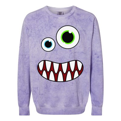 Funny Silly Monster Face Costume Birthday Party Halloween Colorblast Crewneck Sweatshirt