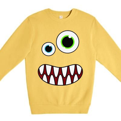 Funny Silly Monster Face Costume Birthday Party Halloween Premium Crewneck Sweatshirt