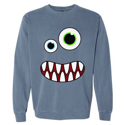 Funny Silly Monster Face Costume Birthday Party Halloween Garment-Dyed Sweatshirt