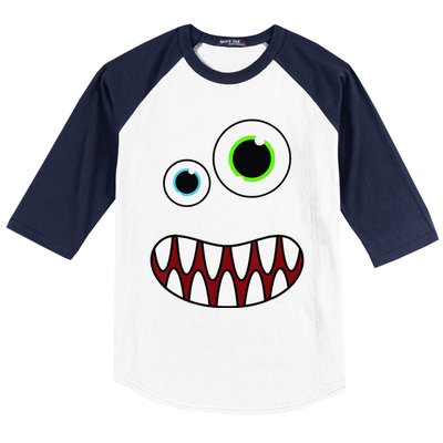 Funny Silly Monster Face Costume Birthday Party Halloween Baseball Sleeve Shirt