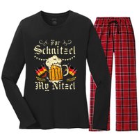 For Schnitzel My Nitzel Funny Oktoberfest Women's Long Sleeve Flannel Pajama Set 