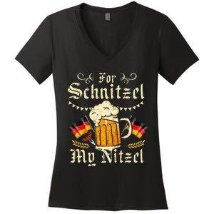 For Schnitzel My Nitzel Funny Oktoberfest Women's V-Neck T-Shirt