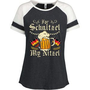 For Schnitzel My Nitzel Funny Oktoberfest Enza Ladies Jersey Colorblock Tee