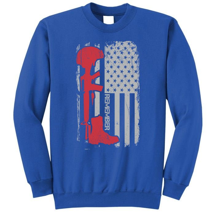 Fallen Soldier Memorial Day Salute Usa American Flag Gift Tall Sweatshirt