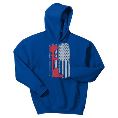 Fallen Soldier Memorial Day Salute Usa American Flag Gift Kids Hoodie