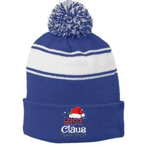 Funny Santa Mimi Claus Christmas Family Funny Gift Stripe Pom Pom Beanie