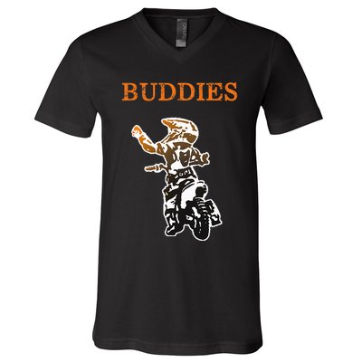 Father Son Matching Riding Buddies Dirt Bike Dad Motocross V-Neck T-Shirt