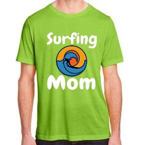 Funny Surfing Mom Surfer Mother Retro Sunrise Sunset Surf Gift Adult ChromaSoft Performance T-Shirt