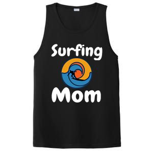 Funny Surfing Mom Surfer Mother Retro Sunrise Sunset Surf Gift PosiCharge Competitor Tank