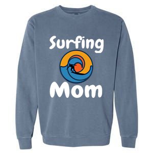 Funny Surfing Mom Surfer Mother Retro Sunrise Sunset Surf Gift Garment-Dyed Sweatshirt