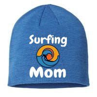 Funny Surfing Mom Surfer Mother Retro Sunrise Sunset Surf Gift Sustainable Beanie