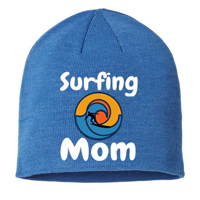 Funny Surfing Mom Surfer Mother Retro Sunrise Sunset Surf Gift Sustainable Beanie