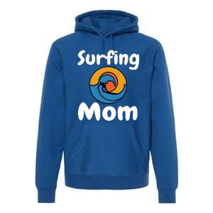 Funny Surfing Mom Surfer Mother Retro Sunrise Sunset Surf Gift Premium Hoodie