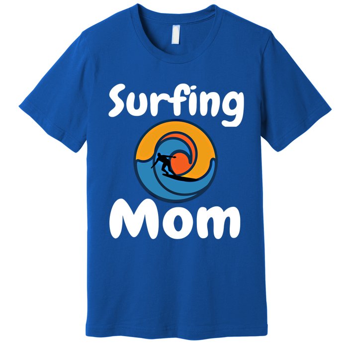 Funny Surfing Mom Surfer Mother Retro Sunrise Sunset Surf Gift Premium T-Shirt